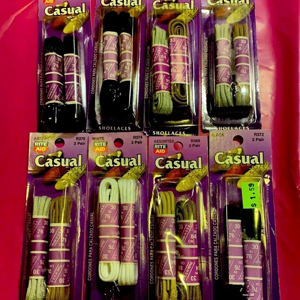 3/$20.  8  Pairs Casual Shoe Laces Unisex Activewear Lifestyle Shoe Accessories
